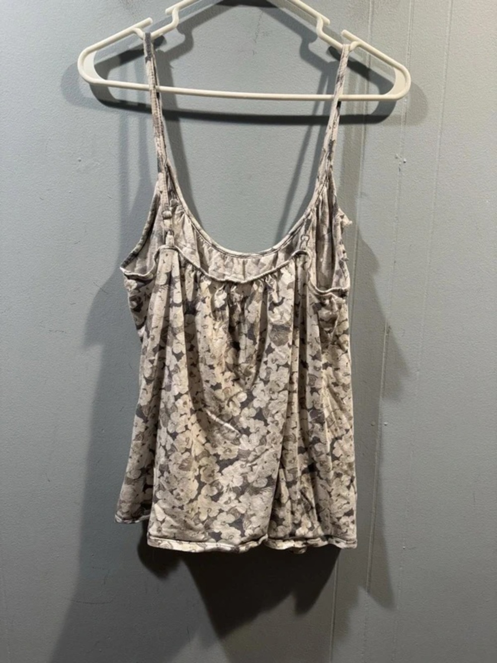 Women's Floral Print Spaghetti Strap Tank Top - Gray Floral